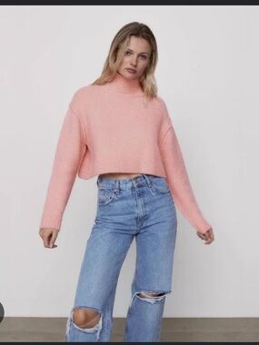 Zara Soft Mock Neck Wool Blend Sweater